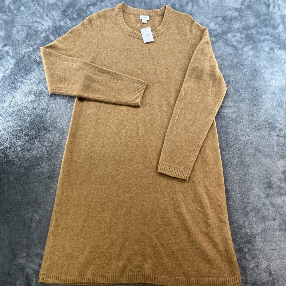 NWT J. Crew Sweater Dress Extra Soft Wool Blend Heather Camel Tan Size Large